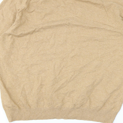 French Connection Mens Brown Collared Cotton Pullover Jumper Size M Long Sleeve