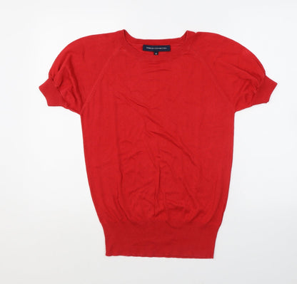French Connection Womens Red Lyocell Basic T-Shirt Size XS Crew Neck
