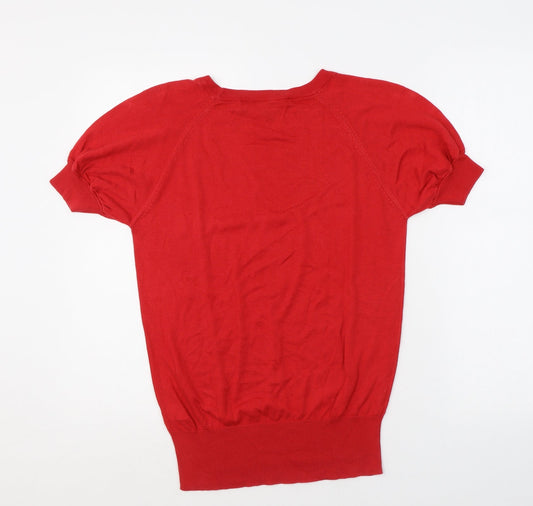French Connection Womens Red Lyocell Basic T-Shirt Size XS Crew Neck