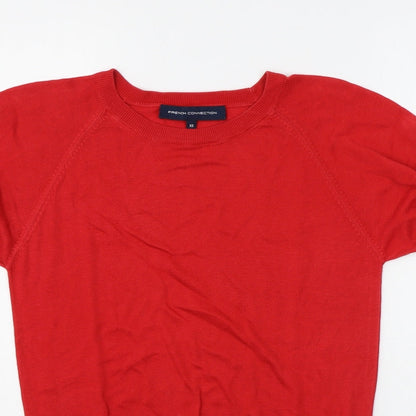 French Connection Womens Red Lyocell Basic T-Shirt Size XS Crew Neck