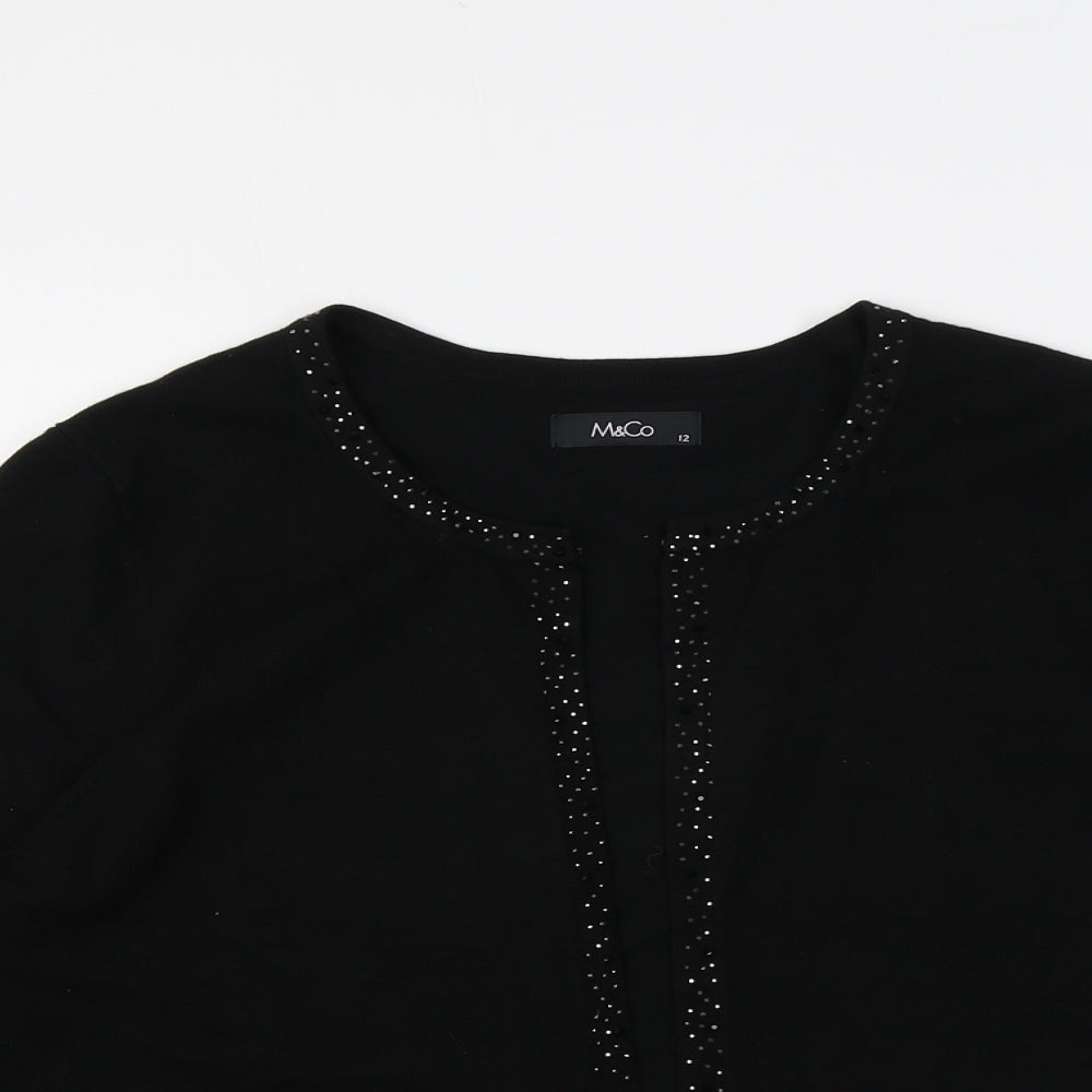 Womens UK Size 12 M&Co Black Cardigan Jumper