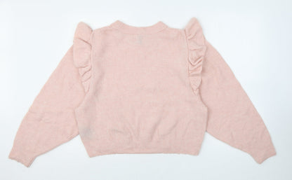 Divided by H&M Womens Pink Round Neck Acrylic Pullover Jumper Size M