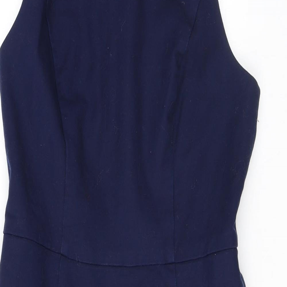 Gap Womens Blue Cotton Shift Size 6 Boat Neck Zip