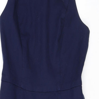 Gap Womens Blue Cotton Shift Size 6 Boat Neck Zip