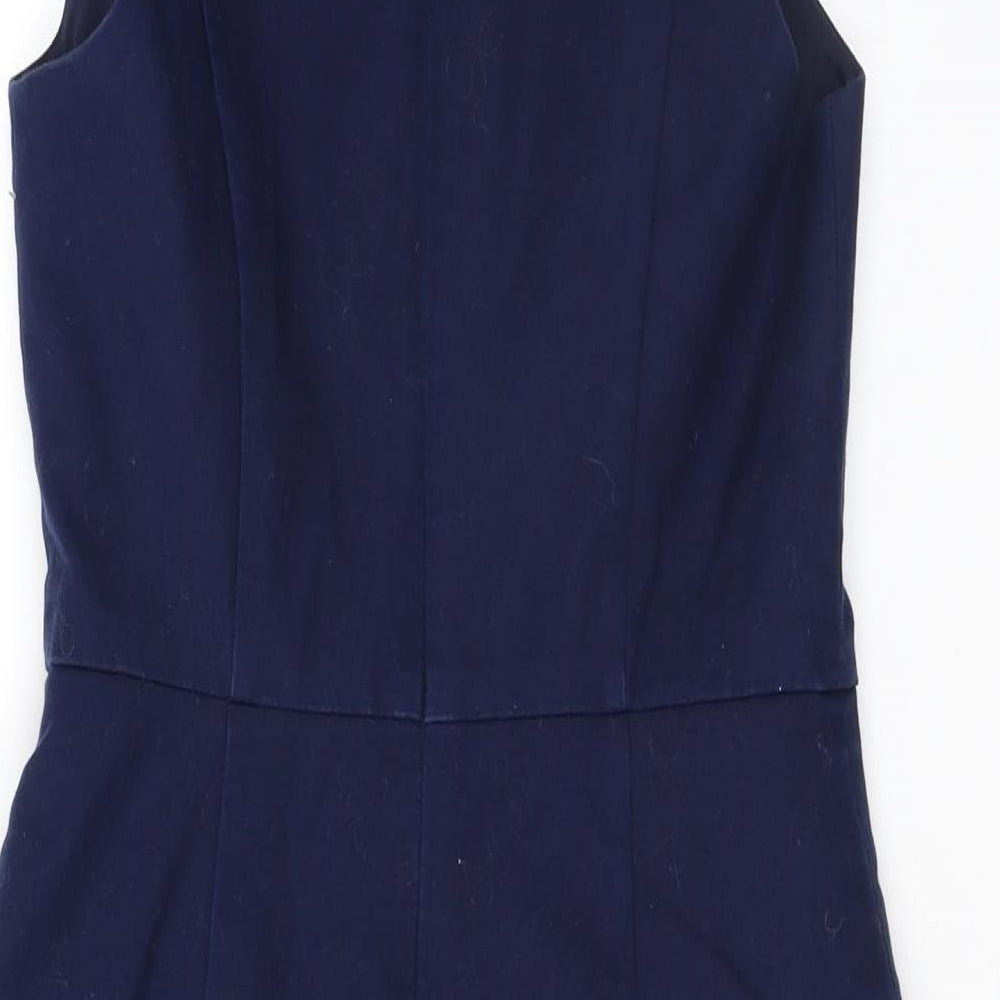 Gap Womens Blue Cotton Shift Size 6 Boat Neck Zip