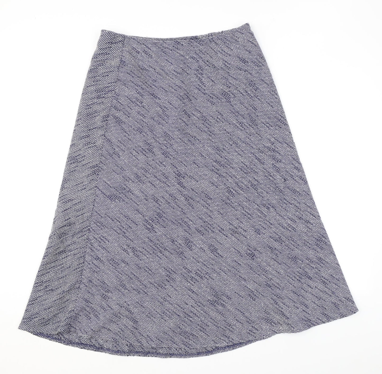 Classic Womens Blue Geometric Polyester Swing Skirt Size 14