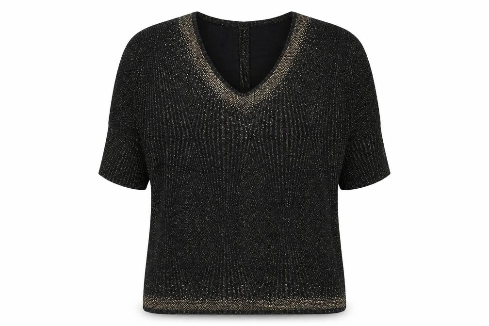 Klass Womens Black Polyamide Basic Blouse Size S V-Neck