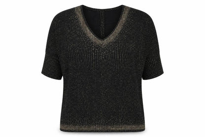 Klass Womens Black Polyamide Basic Blouse Size S V-Neck