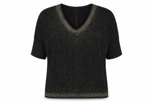 Klass Womens Black Polyamide Basic Blouse Size S V-Neck
