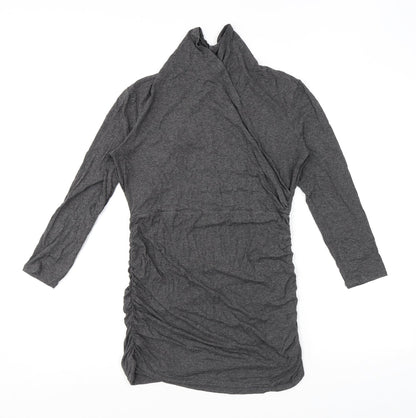 Isabella Oliver Womens Grey Viscose Mini Size 12 Mock Neck Pullover