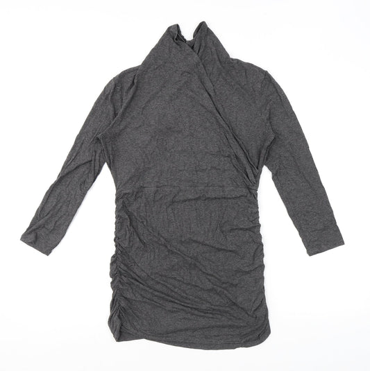 Isabella Oliver Womens Grey Viscose Mini Size 12 Mock Neck Pullover