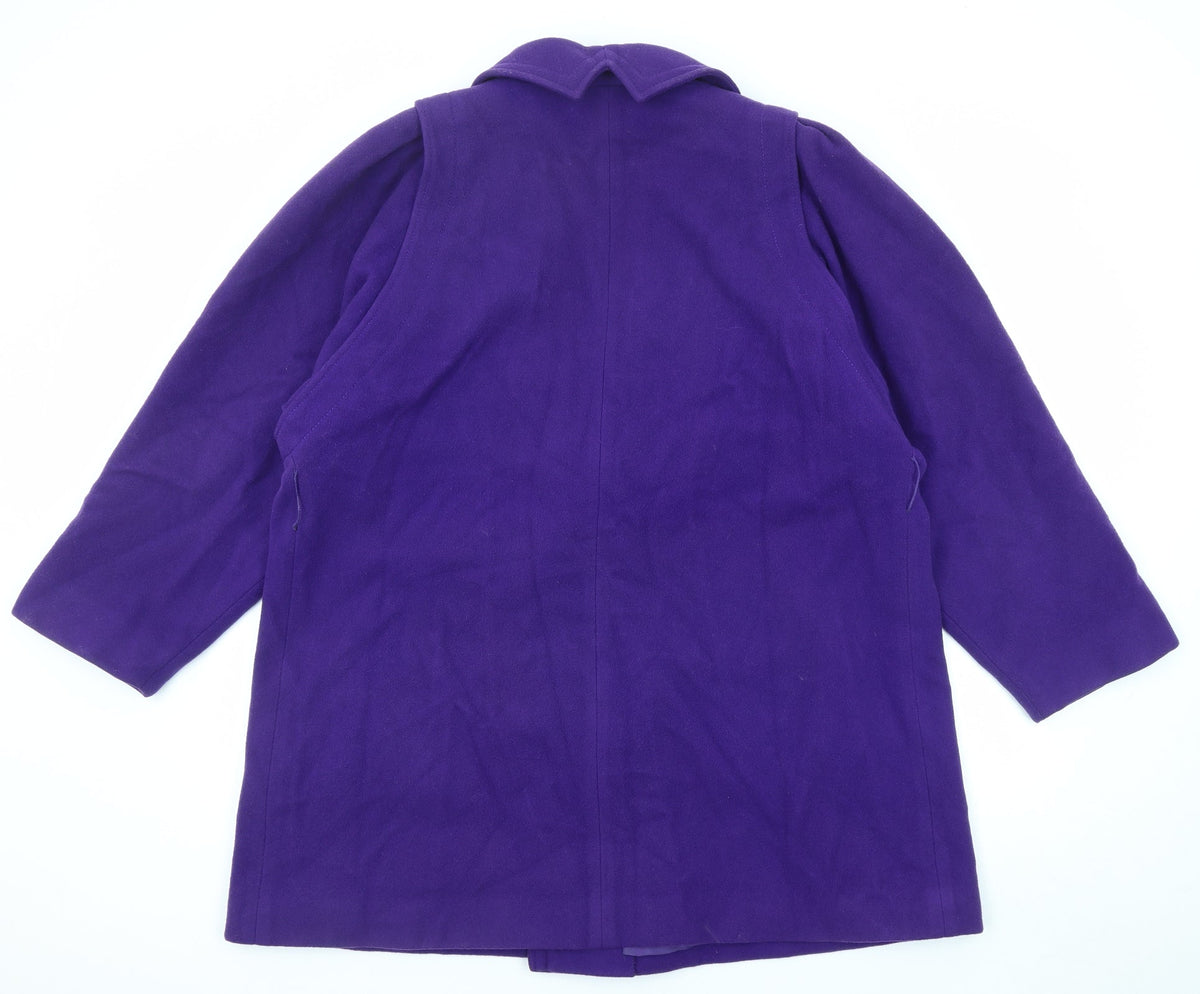 Cojana Womens Purple Overcoat Coat Size 12 Button
