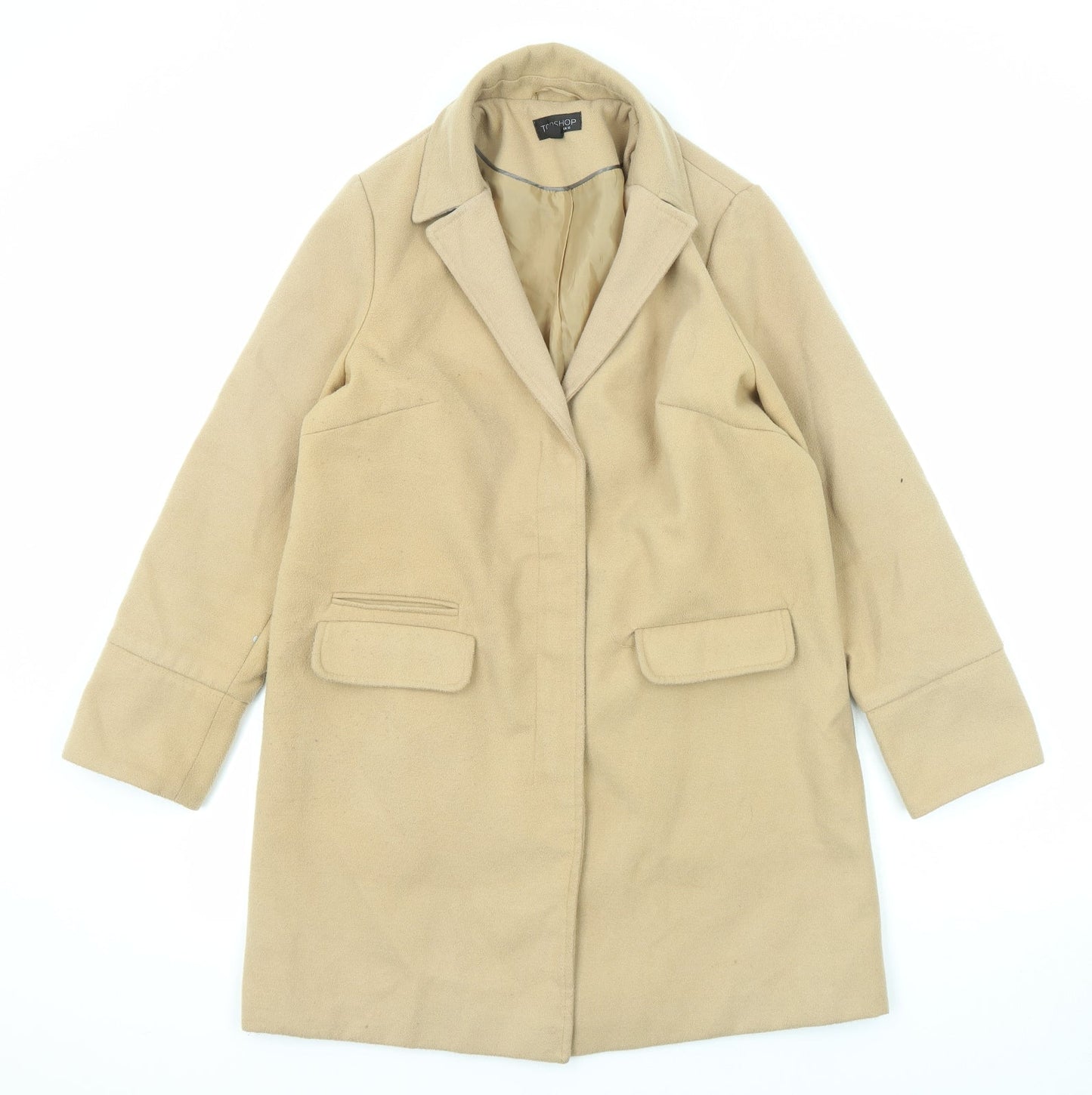 Womens UK Size 10 Topshop Beige Overcoat