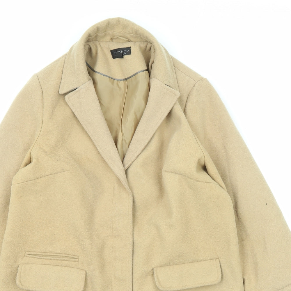 Womens UK Size 10 Topshop Beige Overcoat