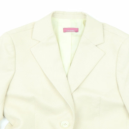 Givo Donna Womens Beige Striped Polyester Blend Jacket Blazer Size 6