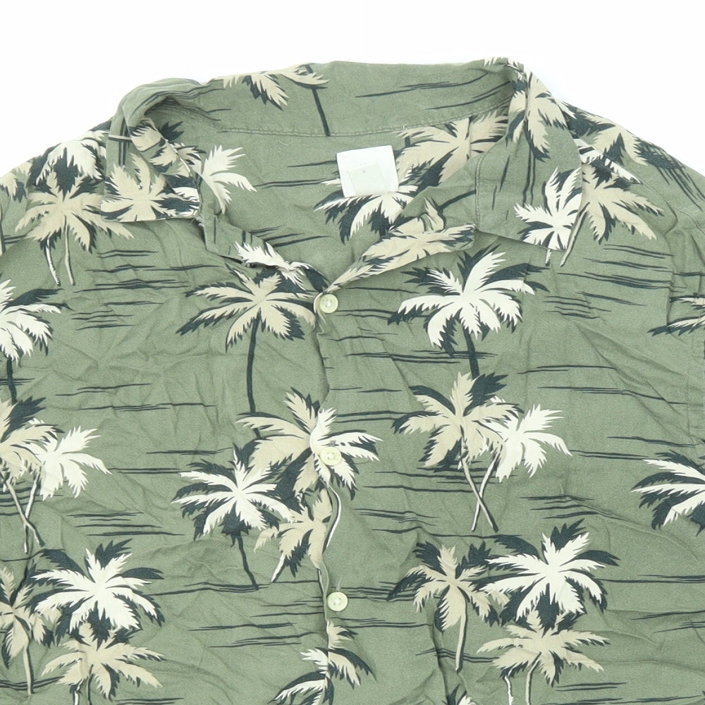Womens UK Size S H&M Green Basic Button-Up