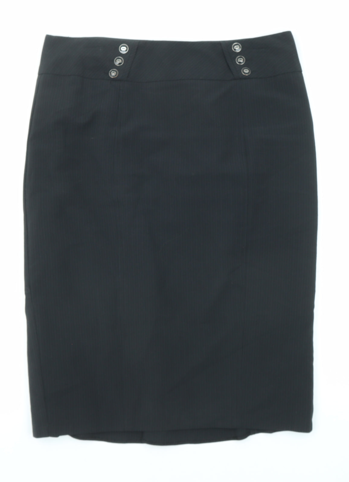 BHS Womens Black Striped Polyester A-Line Skirt Size 12 Zip