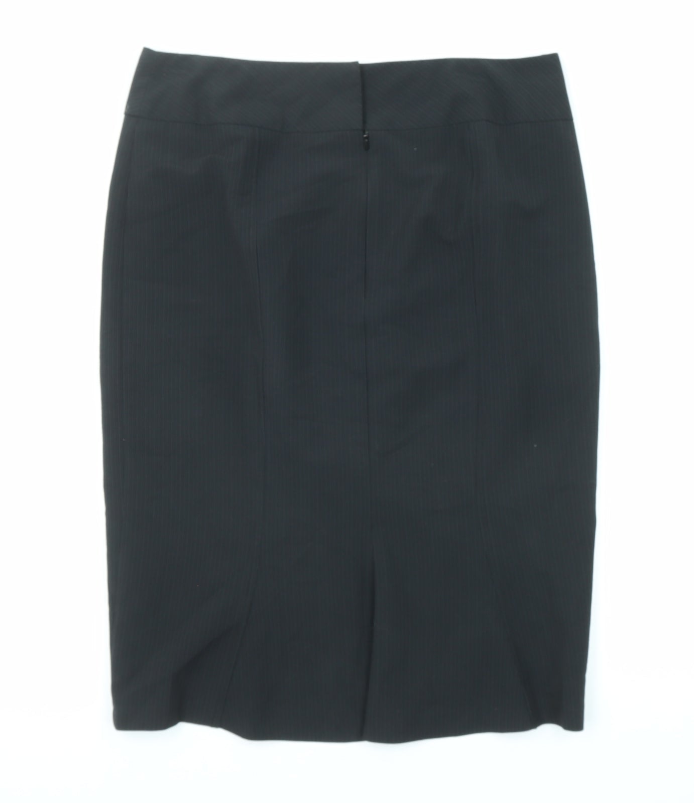 BHS Womens Black Striped Polyester A-Line Skirt Size 12 Zip