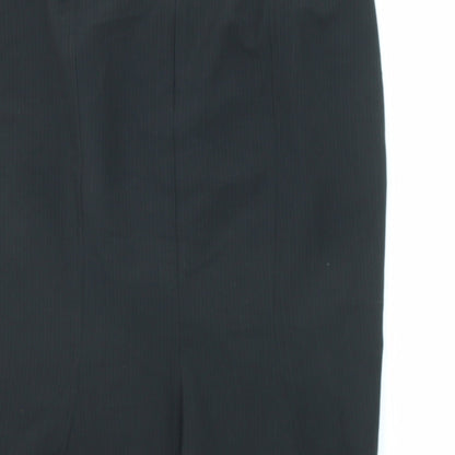 BHS Womens Black Striped Polyester A-Line Skirt Size 12 Zip
