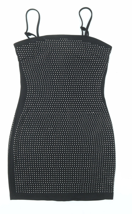 PARISIAN SIGNATURE Womens Black Polyester Bodycon Size 6 Square Neck Pullover