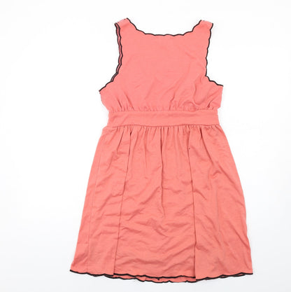 ValleyGirl Womens Pink Floral Cotton Tank Dress Size L Scoop Neck Pullover