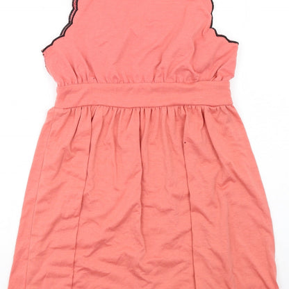 ValleyGirl Womens Pink Floral Cotton Tank Dress Size L Scoop Neck Pullover