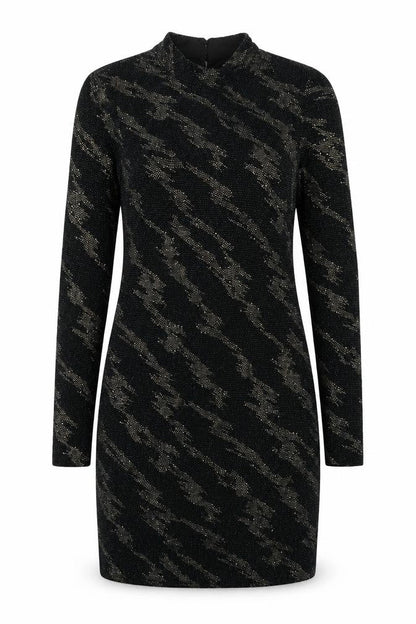 Topshop Womens Multicoloured Geometric Polyester Bodycon Size 12 Mock Neck Button