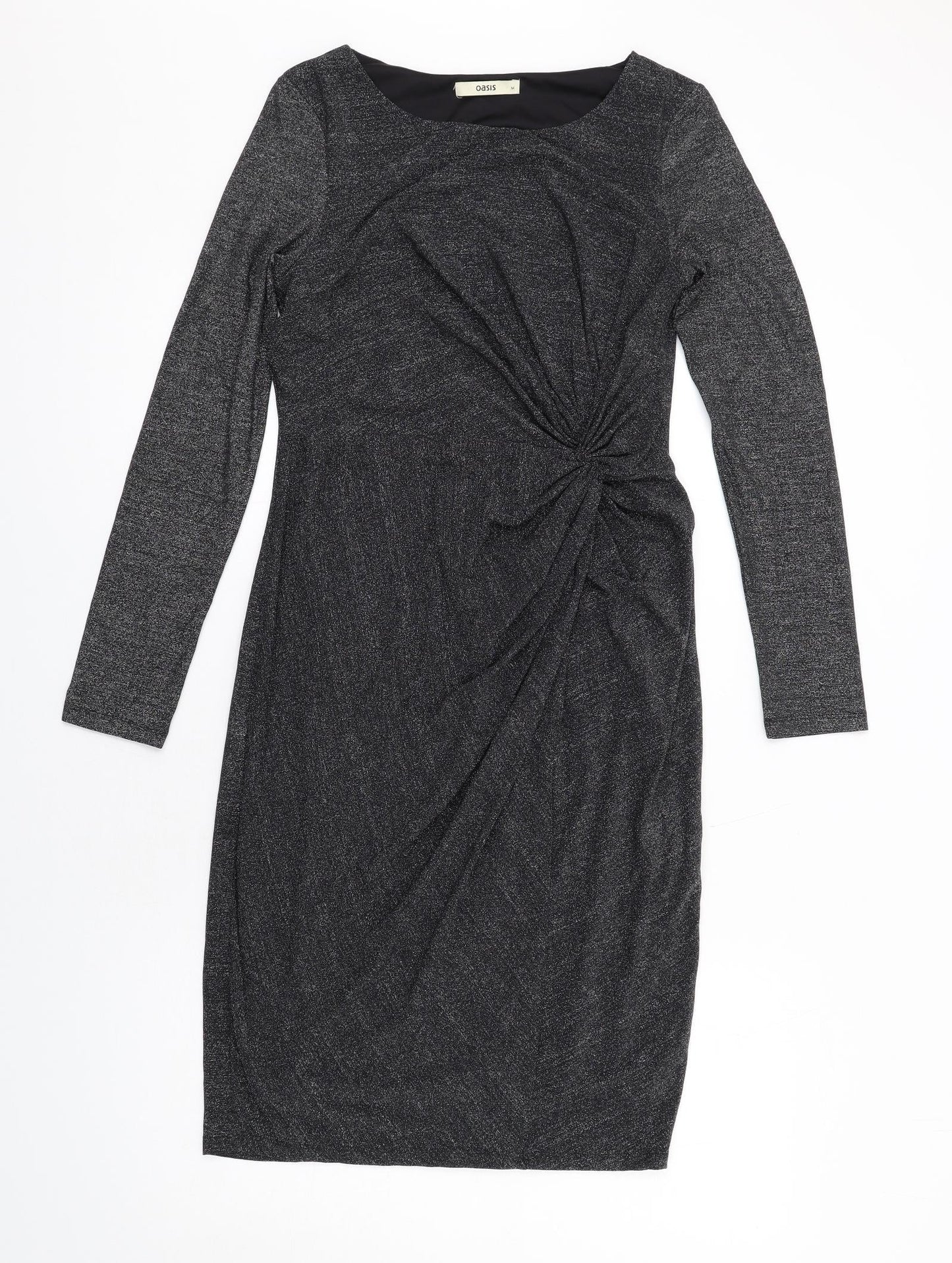 Oasis Womens Black Polyamide A-Line Size M Boat Neck Pullover