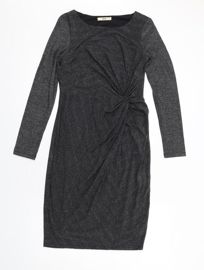 Oasis Womens Black Polyamide A-Line Size M Boat Neck Pullover