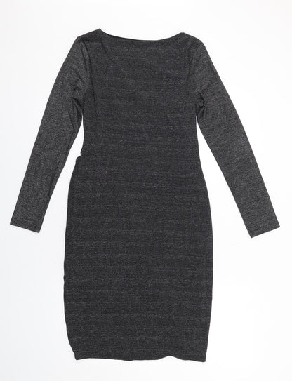 Oasis Womens Black Polyamide A-Line Size M Boat Neck Pullover