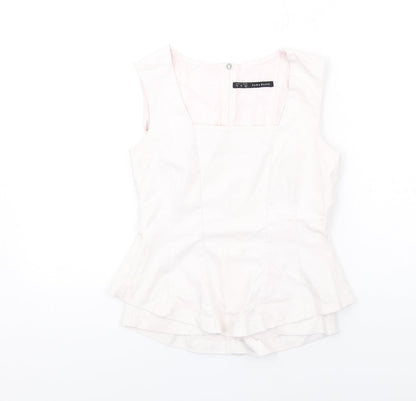 Womens UK Size S Zara Pink Basic Blouse
