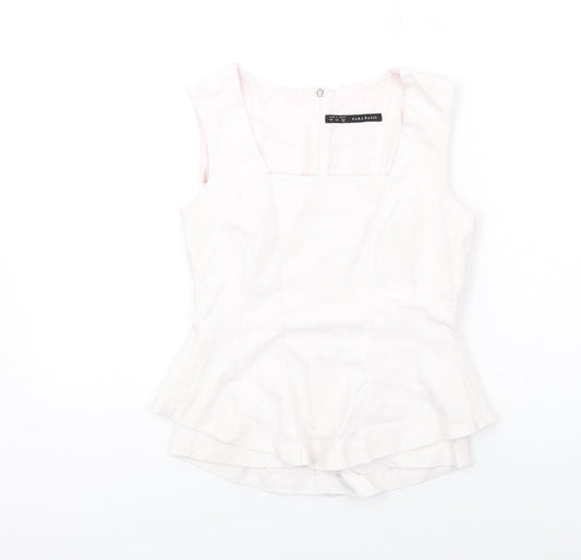 Womens UK Size S Zara Pink Basic Blouse
