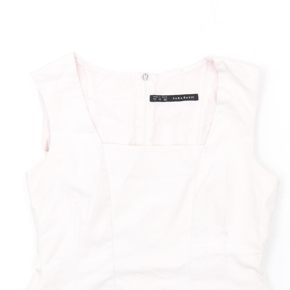 Womens UK Size S Zara Pink Basic Blouse