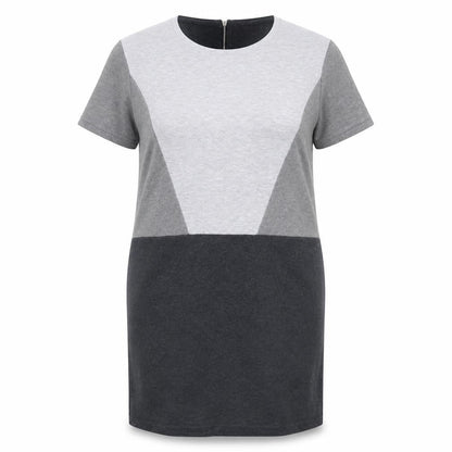 Marks and Spencer Womens Grey Geometric Polyester T-Shirt Dress Size 14 Round Neck Zip