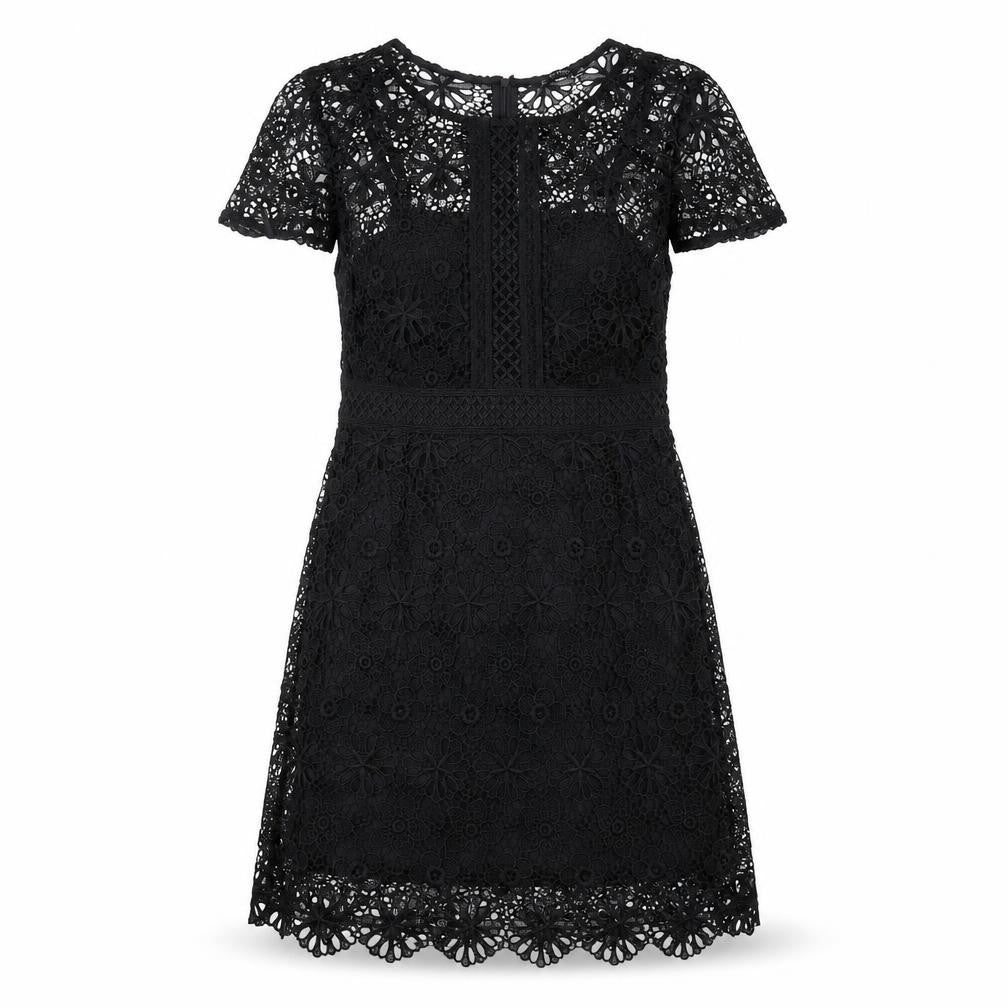 Zara Womens Black Polyester A-Line Size M Round Neck Zip
