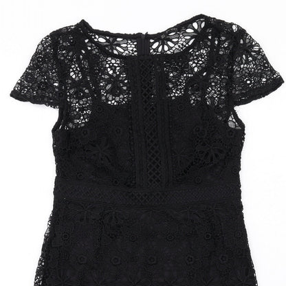 Zara Womens Black Polyester A-Line Size M Round Neck Zip