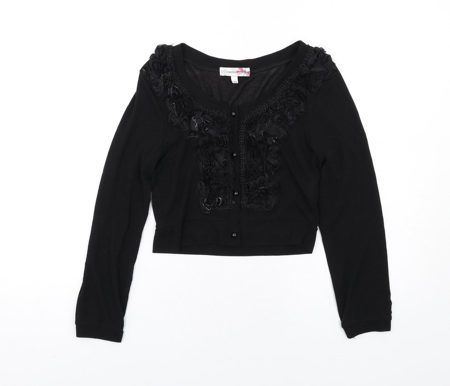 Womens UK Size S Internacionale Black Cardigan Jumper