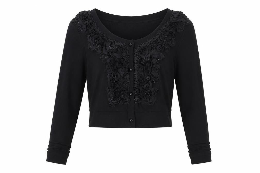 Womens UK Size S Internacionale Black Cardigan Jumper