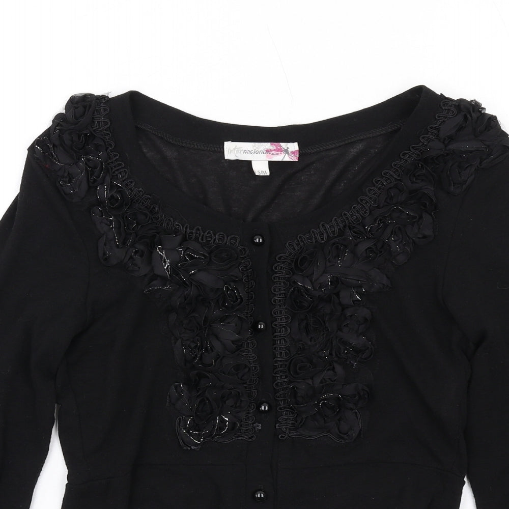 Womens UK Size S Internacionale Black Cardigan Jumper