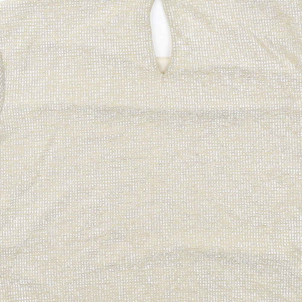 Miss Selfridge Womens Gold Polyester Cropped T-Shirt Size 8 Round Neck