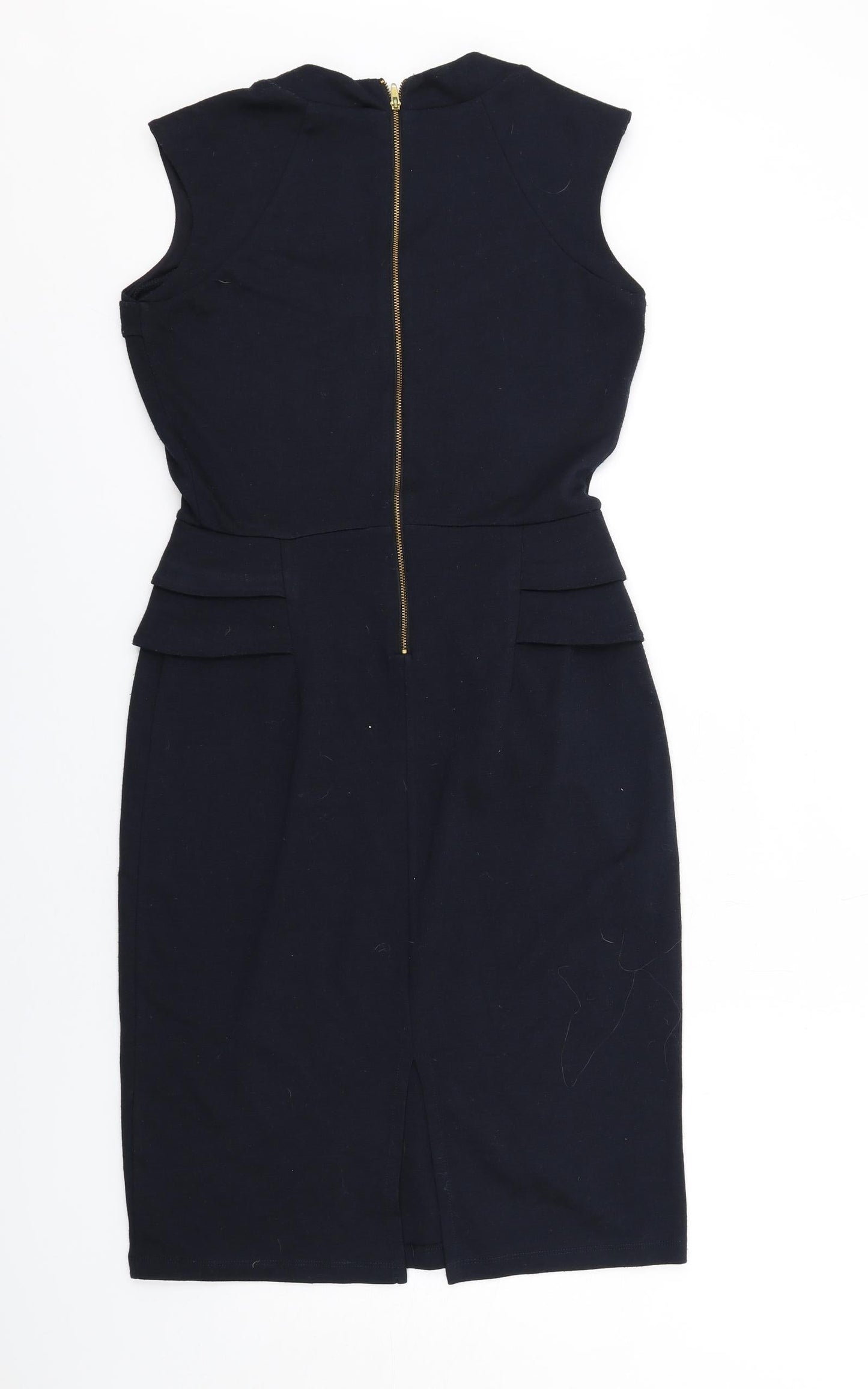 Dorothy Perkins Womens Blue Polyester Shift Size 10 Square Neck Zip