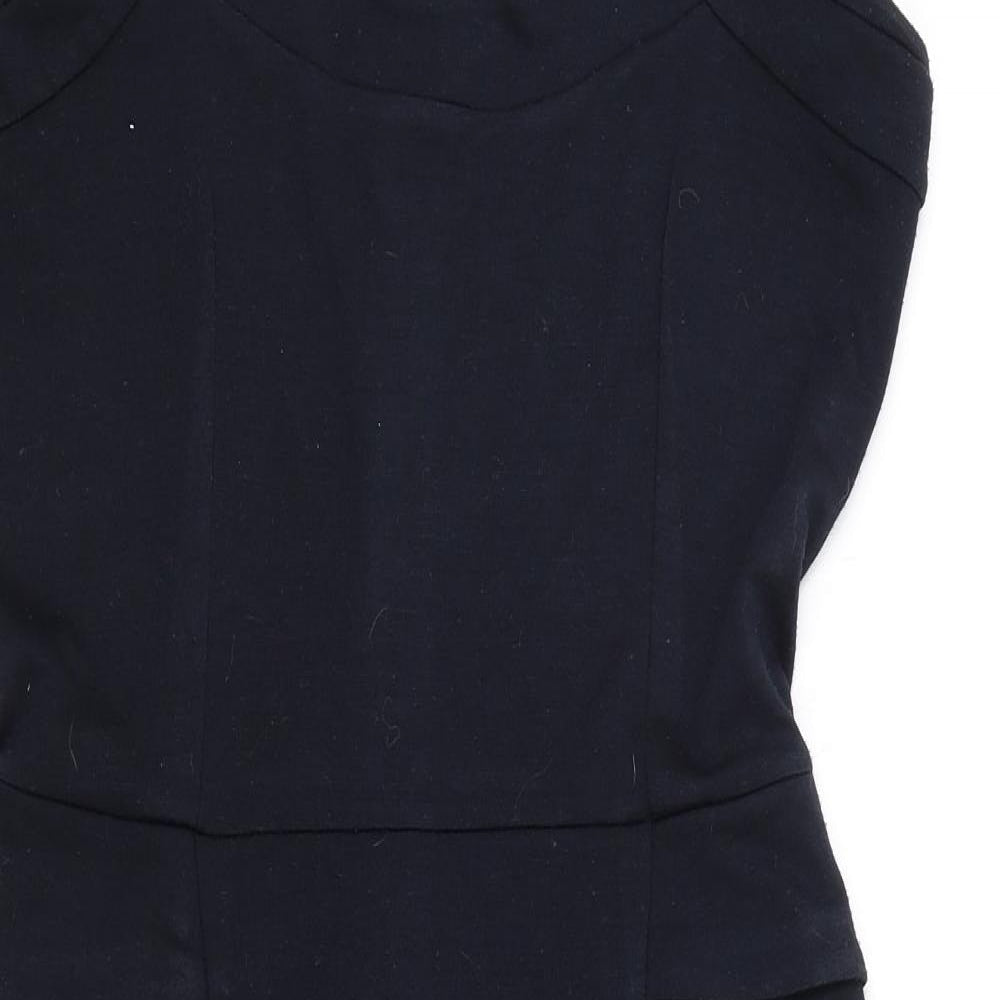 Dorothy Perkins Womens Blue Polyester Shift Size 10 Square Neck Zip