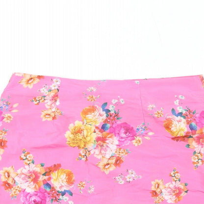 ASOS Womens Pink Floral Polyester Trumpet Skirt Size 10 Zip