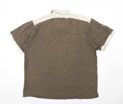 Kickers Mens Brown Colourblock Cotton Polo Size XL Collared Button