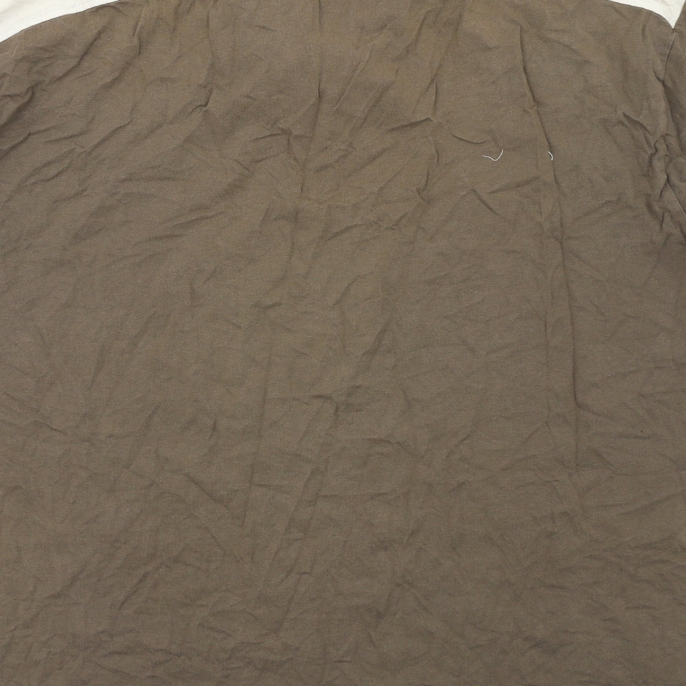 Kickers Mens Brown Colourblock Cotton Polo Size XL Collared Button