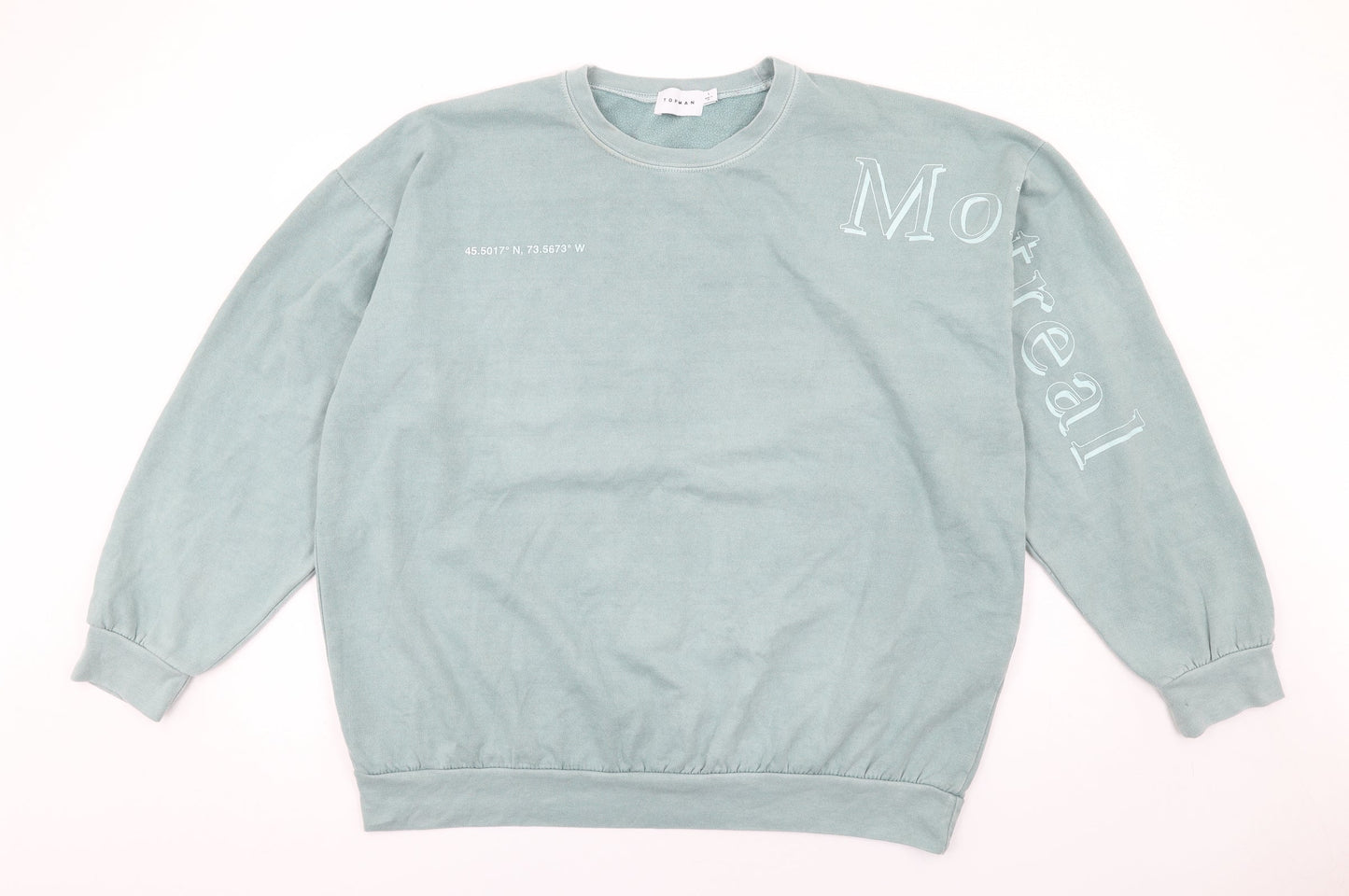 Topman Mens Green Polyester Pullover Sweatshirt Size L