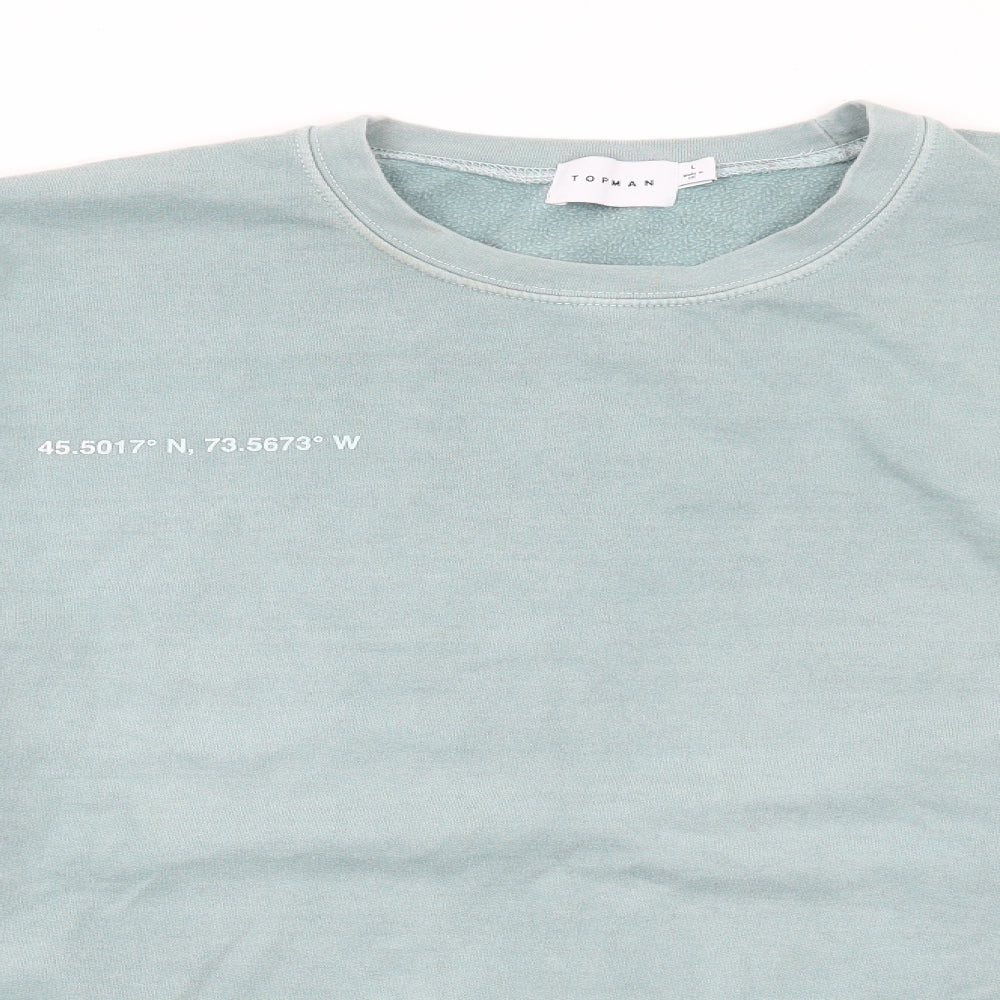 Topman Mens Green Polyester Pullover Sweatshirt Size L