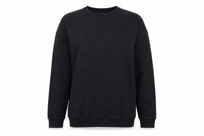 Front view of ASOS women’s black cotton pullover sweatshirt, size UK 10, pullover