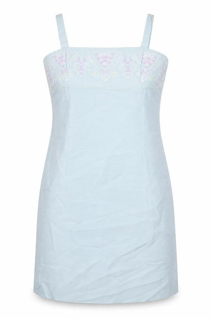 Etam Womens Blue Silk A-Line Size 14 Square Neck Zip