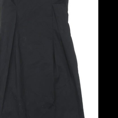 RJR.John Rocha Womens Black Cotton A-Line Size 12 V-Neck Zip - Floral Detail